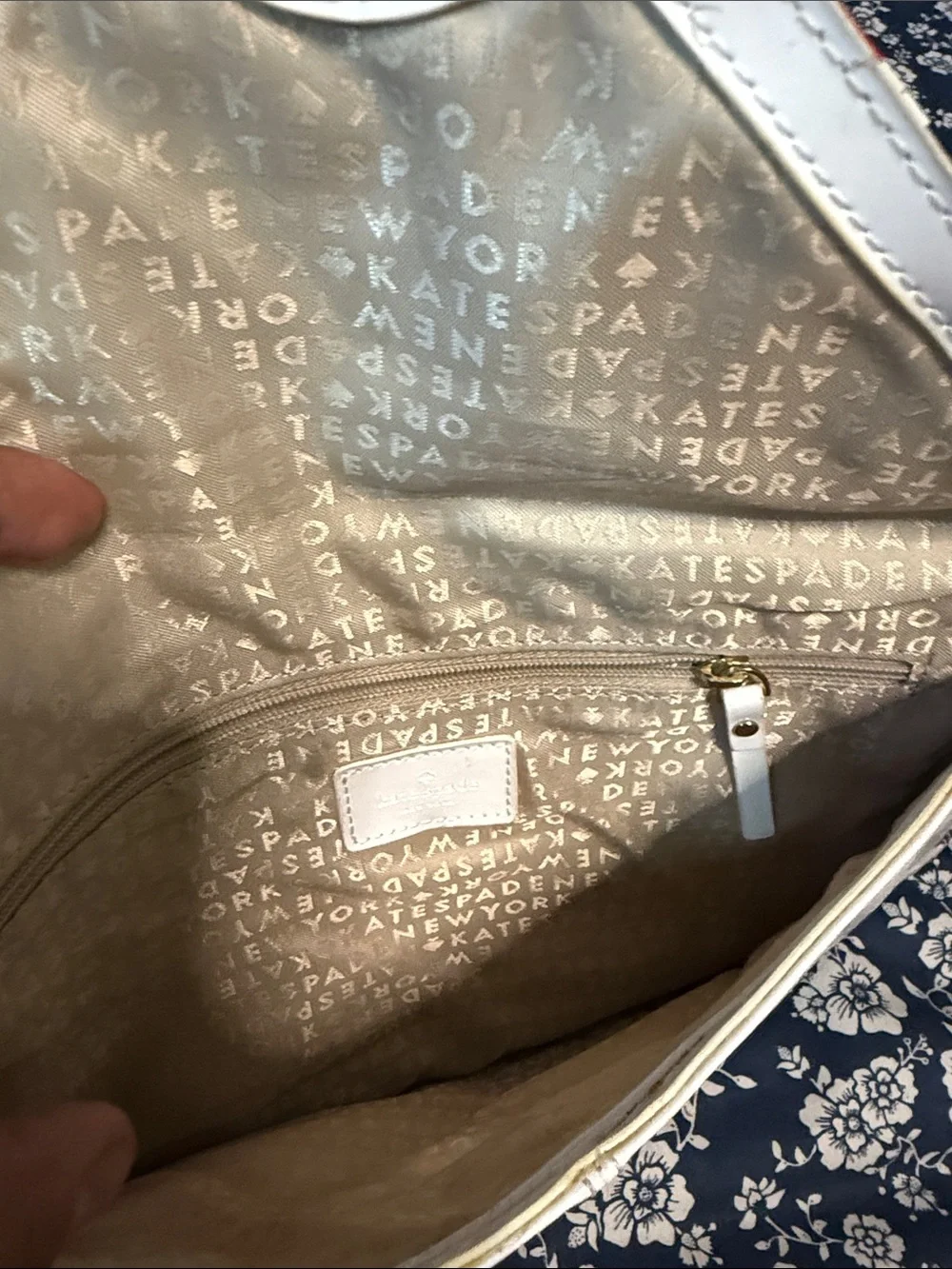 kate spade White Envelope Clutch with Red, Blue & Black Trim